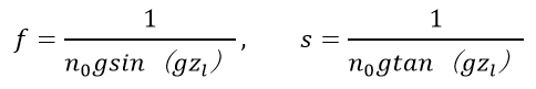 レンズの長さ(zl)を用いてレンズの焦点距離(f)と作動距離(s)とを決定